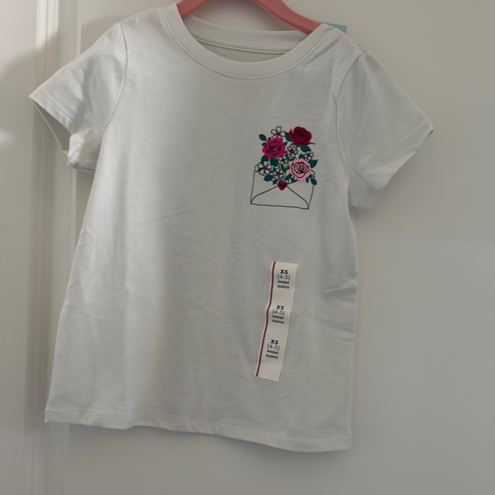 Cat & Jack White Floral Short Sleeve Tee